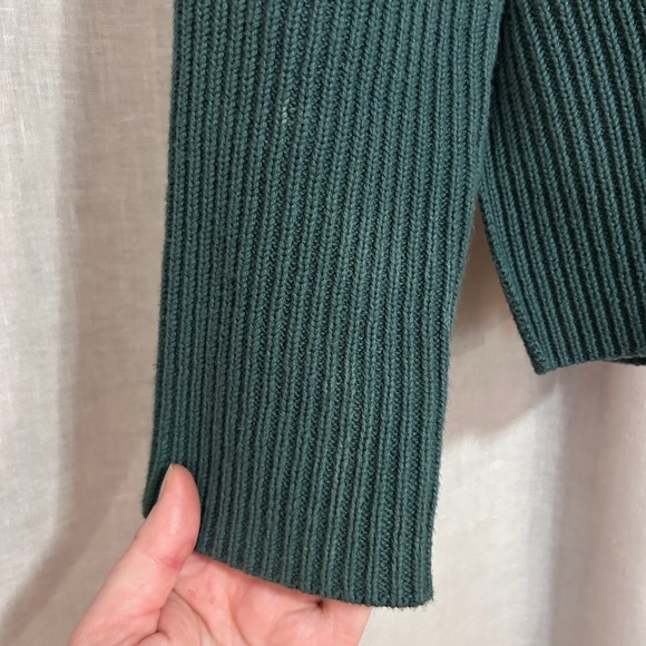 Gap Relaxed 24/7 Split-Hem Johnny Collar Sweater Dark Green Size L - Picture 3 of 9